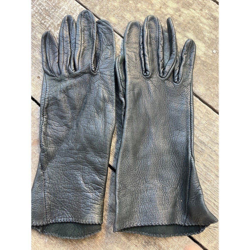 Smith's of Galeton Leather Gloves S Classic Black Vintage Pebbled Retro Winter
